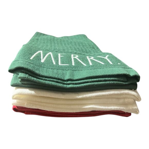 Rae Dunn Christmas Kitchen Towel Set Red White Green Merry Joy Believe Holiday - Picture 4 of 7